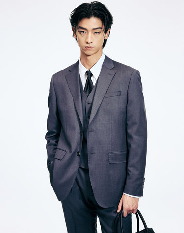 Classic Wool Suit Jacket (Charcoal Grey)