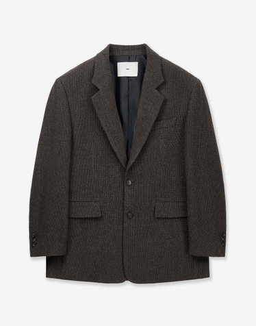 Oversized Wool Micro Check Jacket (Brown)
