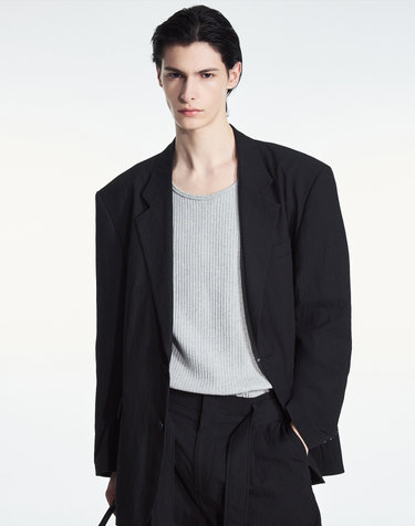 Viscose Blend Oversized Jacket (Black)