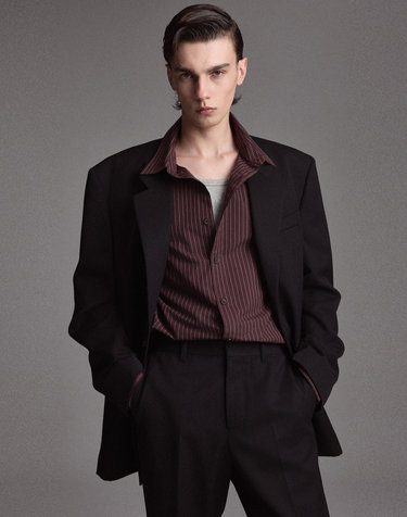 Oversized Structured Wool Jacket (Black)