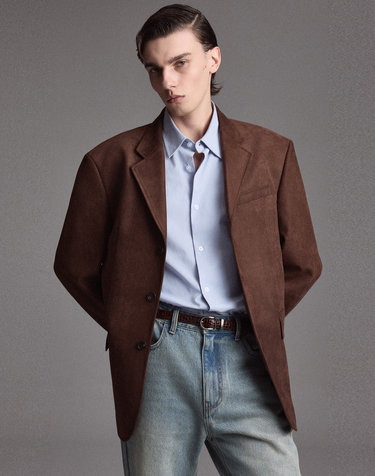 Faux Suede Jacket (Brown)