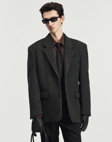 Oversized Wool Blazer (Dark Grey)