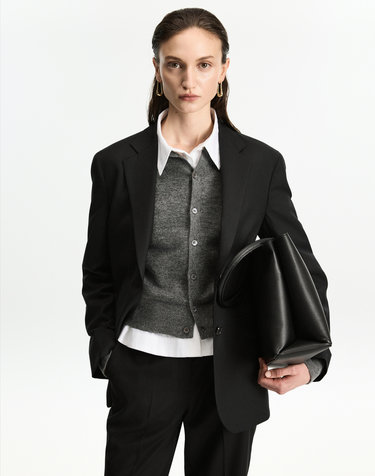 [W] Wool Blend Comfort Jacket (Black)