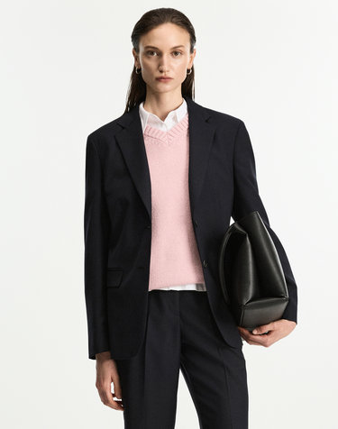 [W] Wool Blend Comfort Jacket (Dark Navy)