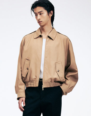Wool Blouson Short Jumper (Beige)