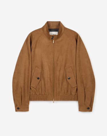 Faux Suede Harrington Jacket (Camel Brown)