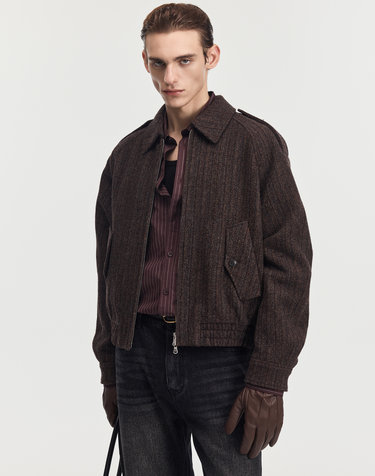 Textured Wool Blouson (Red Brown)