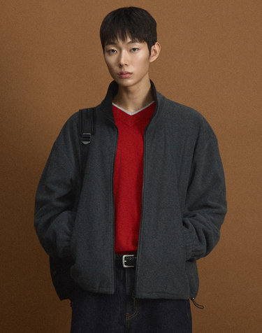 [UNI] Koenji Fleece Oversized Zip-Up Jacket (D.Grey)