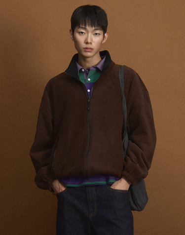 [UNI] Koenji Fleece Oversized Zip-Up Jacket (Brown)
