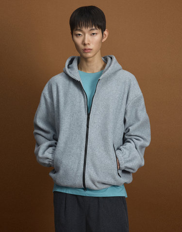 [UNI] Koenji Fleece Oversized Hooded Zip-Up Jacket (L.Grey)