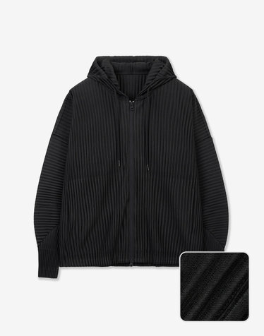 Yoyogi Pleats Hooded Zip-Up (Black)