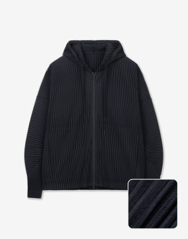 Yoyogi Pleats Hooded Zip-Up (Navy)