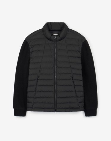 Goose Down Padded Knit Cardigan (Black)