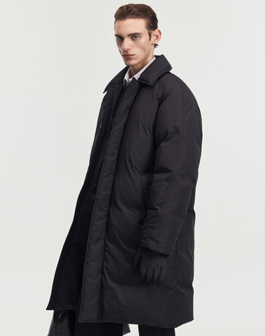 European Goose Down Loop-Button Long Jacket (Black)