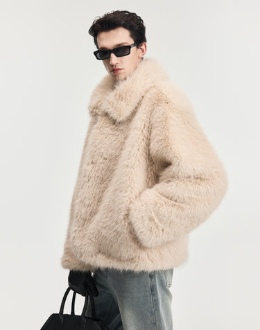 Oversized Fur Jacket (Ivory)