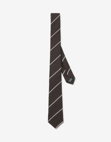 Wool Blend Regimental Slim Tie (Deep Brown)