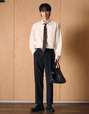 High Wool Blend Comfort Pants (Navy)