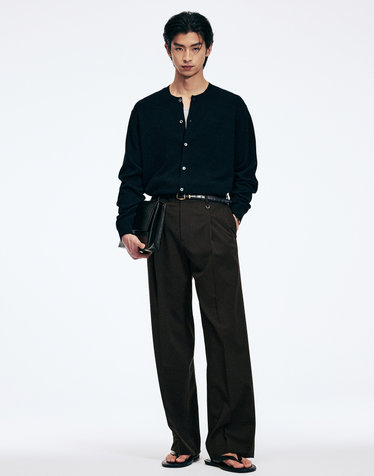 Flap Detail Wide Pants (Brown)