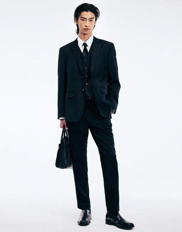 Classic Wool Suit Pants (Black)