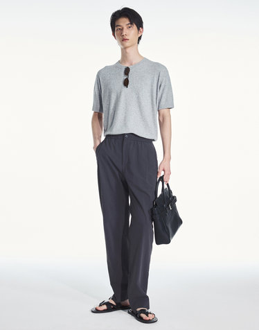 Wide Tapered Fit Nylon Pants (Grey)