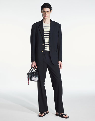 Linen Wide-Fit Pants (Dark Navy)