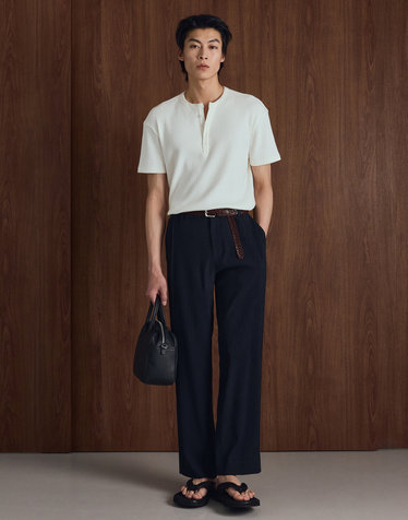 Kinoshita Seersucker Tapered Pants (Navy)