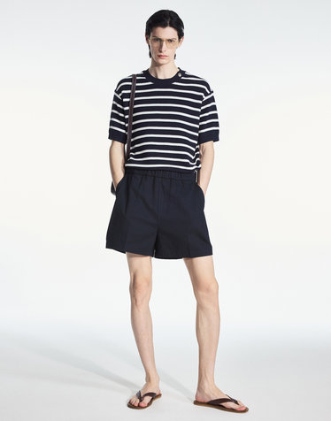 Cotton Elastic Waist Shorts (Black)