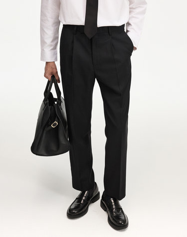 Wool Blend Comfort Tapered-Fit Pants (Black)