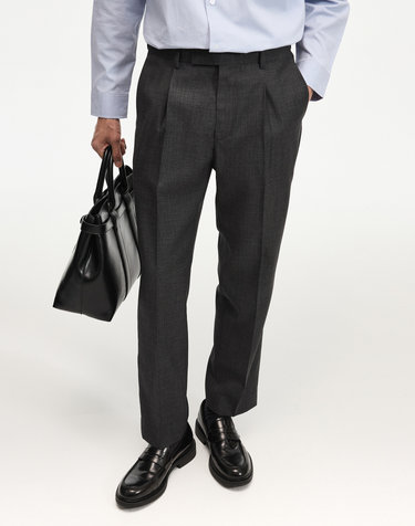 Wool Blend Comfort Tapered-Fit Pants (Charcoal)