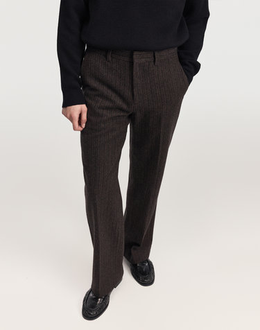 Redford Wool Herringbone Semi-Wide Pants (Brown)