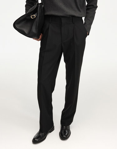 Wool Blend Comfort Semi-Wide Pants (Black)
