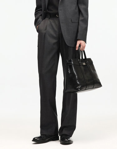 Wool Blend Comfort Semi-Wide Pants (Charcoal)