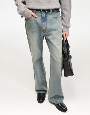Flared Denim Pants (Washed Blue)
