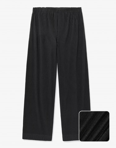 Yoyogi Pleats Wide-Leg Pants (Black)