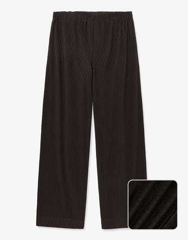 Yoyogi Pleats Wide-Leg Pants (Brown)
