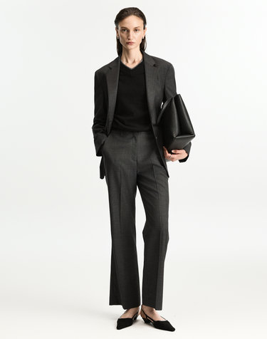 [W] Wool Blend Comfort Flared Pants (Charcoal)