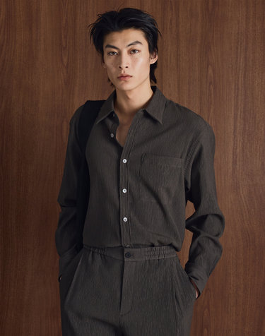 Kinoshita Seersucker Shirt (Khaki)