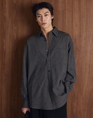 Kinoshita Seersucker Check Shirt (Black)