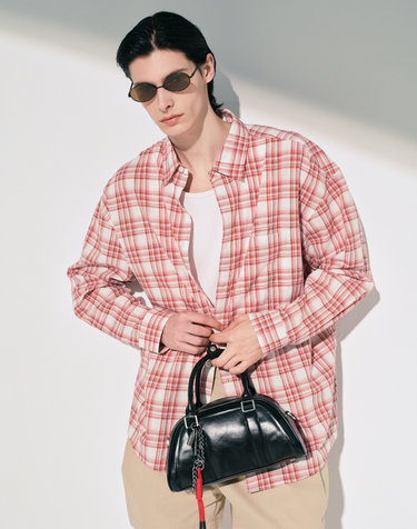 Vintage Seersucker Check Shirt (Red)