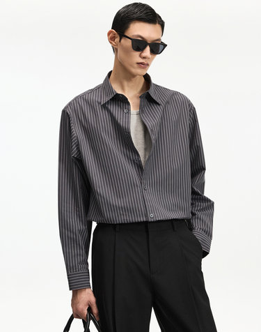 Comfort Striped Shirt (Charcoal)