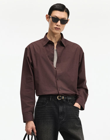 Comfort Striped Shirt (Burgundy)
