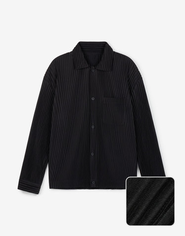 Yoyogi Pleats Overshirt (Black)