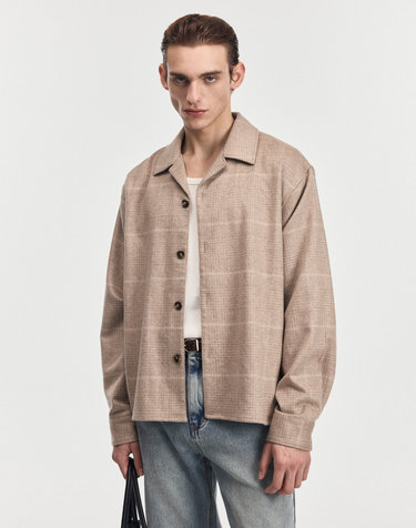 Piacenza Cashmere Open Collar Shirt (Beige)
