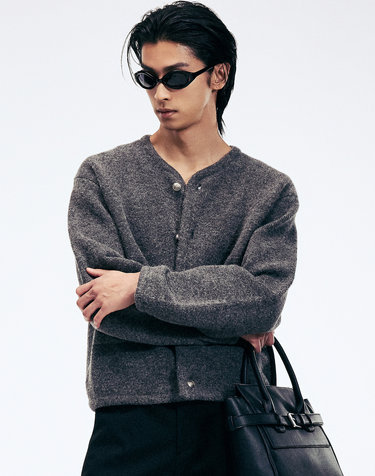 Oversized Mohair Cardigan (Grey)