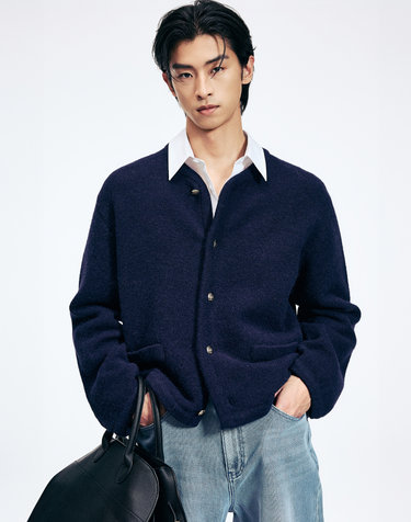 Oversized Mohair Cardigan (Navy)