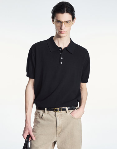 Hard Twist Washable Polo Knit (Black)