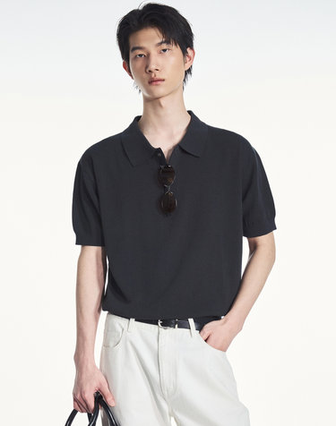Hard Twist Washable Polo Knit (Grey)