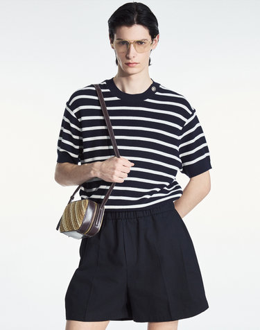 Striped Button Knit (Navy)