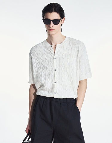 Cable Knit Cardigan (White)