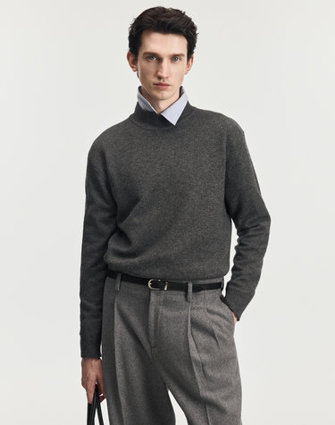 Cashmere Blended Mock Neck Knit Top (Grey)